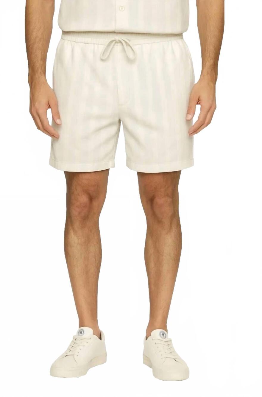 NEW FLAGS & ANTHEM judson drawstring short in light blue/cream